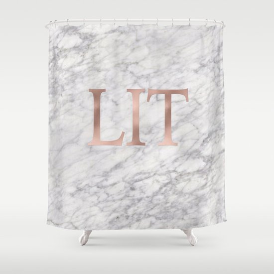 Lit Rose Gold On Marble Shower Curtain By Marbleco Society6