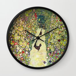 Gustav Klimt "Garden Path with Chickens" Wall Clock