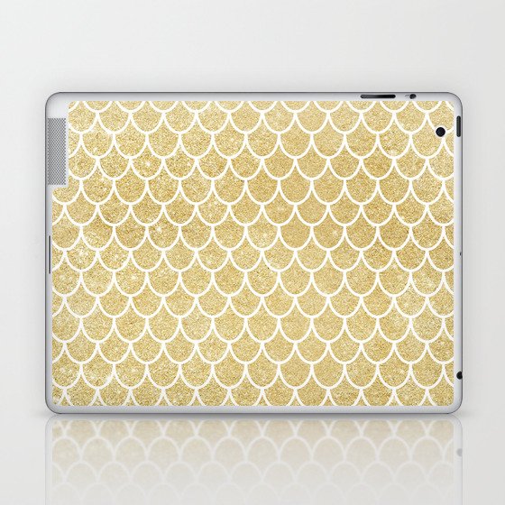 Mermaid Tail Pattern  |  Gold Glitter Laptop & iPad Skin