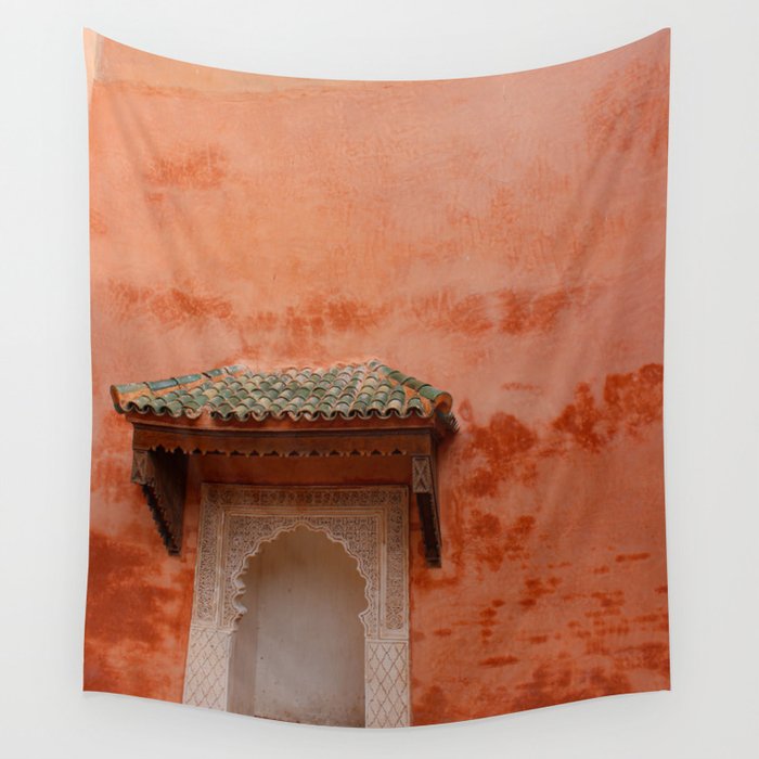 Coral Orange Moroccan Doorways - Marrakech, Morocco Wall Tapestry
