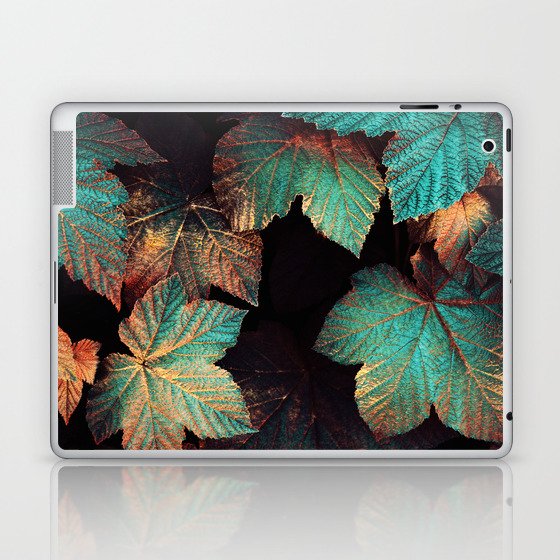 Copper And Teal Leaves Laptop & iPad Skin