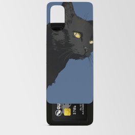 Vintage Black Cat With Yellow Eyes On Blue Background Android Card Case