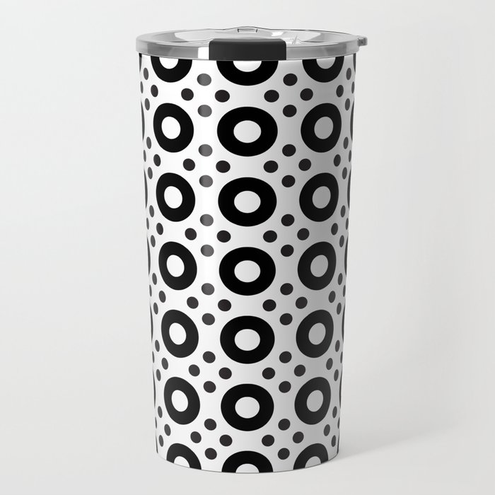Dots & Circles - Black & White Repeat Modern Pattern Travel Mug
