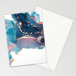 Turquoise + Magenta Fusion Smoke Abstract Swirl Stationery Card