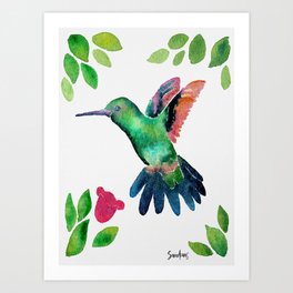 Humming bird green Art Print