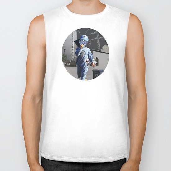 CatKid in illusion City Collage Biker Tank