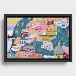 Joy - Positano, Italy Framed Canvas