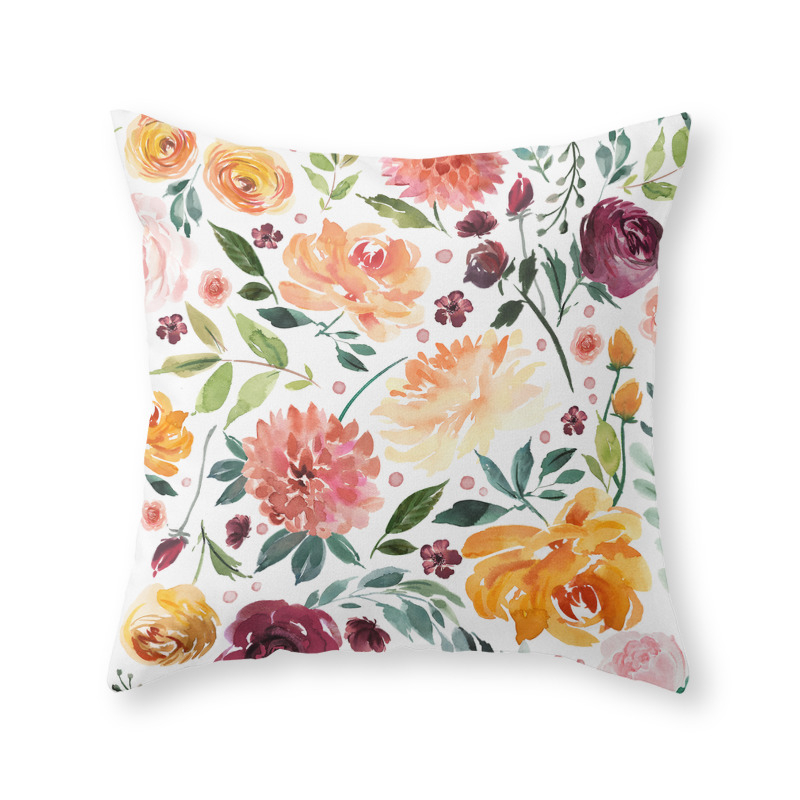 Garden Throw Pillow by greenhouseprints Lot Art | Burgundy and Floral Throw Pillows