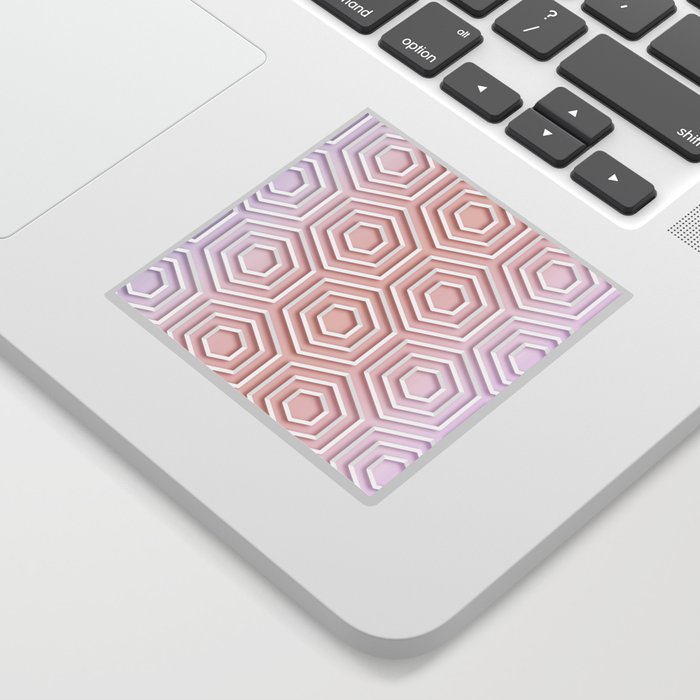 3d Hexagon Gradient Minimal Minimalist Geometric Pastel Soft Graphic Rose Gold Pink Sticker By Aej Design
