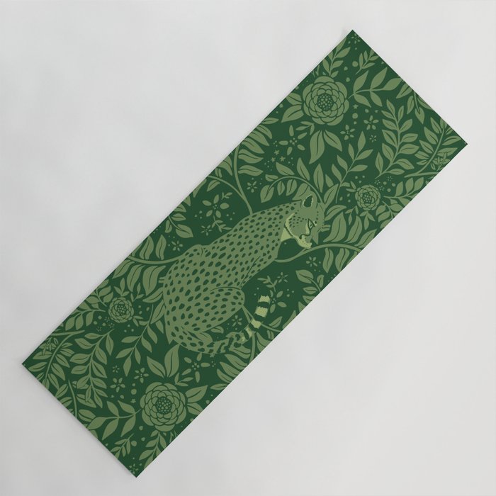 Spring Cheetah Pattern - Forest Green Yoga Mat