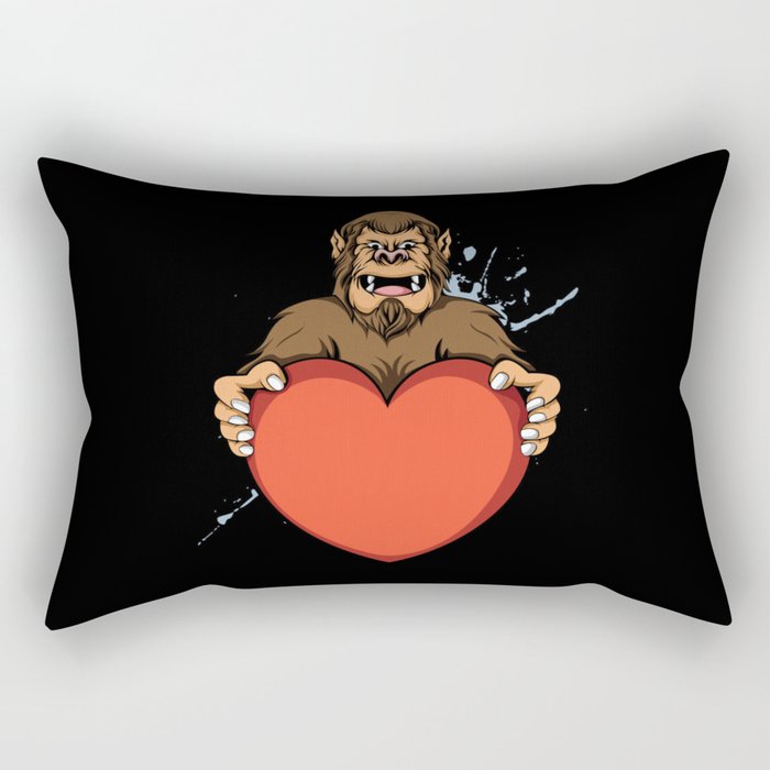 Adorable Bigfoot Sasquatch Monster Valentines Day Rectangular Pillow