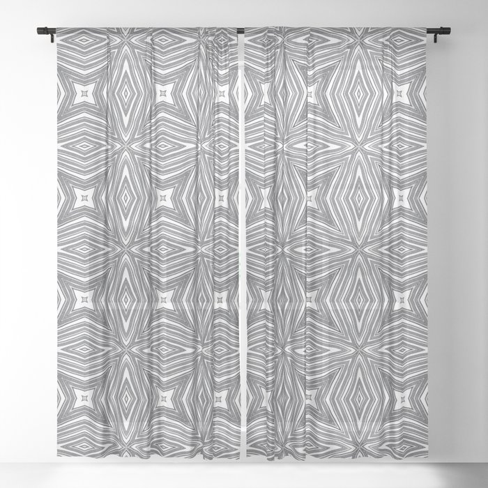 Grey Pattern Sheer Curtain