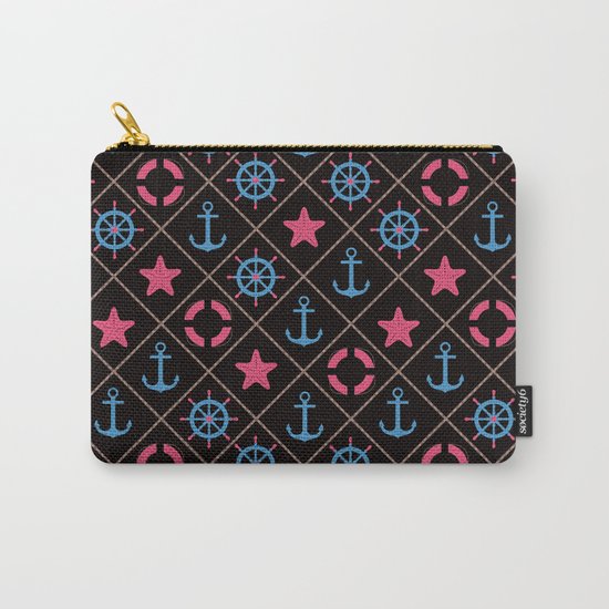 Nautical decor on black background . Carry-All Pouch