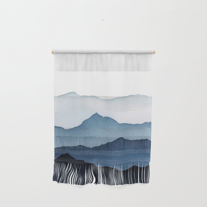Blue Mountains in Watercolor Wall Hanging
