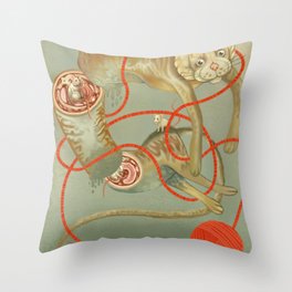 Snapshot of a Cat with Mice Throw Pillow