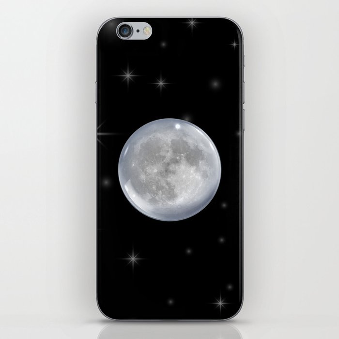 Full moon on night sky with stars and galaxy iPhone Skin