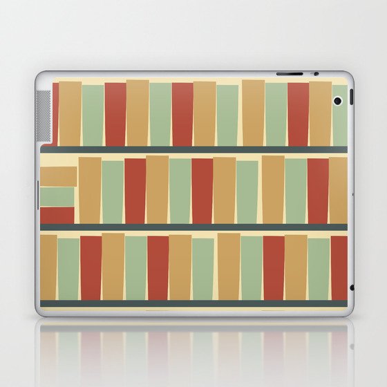 bookshelf (light and dark green, golden and reddish brown, cream) Laptop & iPad Skin
