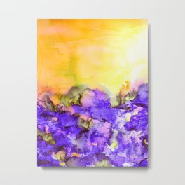 INTO ETERNITY, YELLOW AND LAVENDER PURPLE Colorful Watercolor Painting Abstract Art Floral Landscape Metal Print | Lavender, Purple, Landscape, Watercolor, Colourful, Abstract, Vibrant, Floral, Colorful, Field 