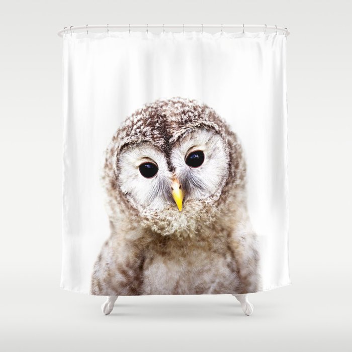 Baby Owl, Woodland Animals, Kids Art, Baby Animals Art Print By Synplus Shower Curtain