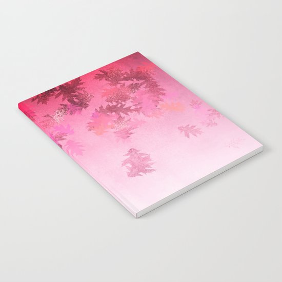 Autumn-world 4 - leaves on pink Notebook