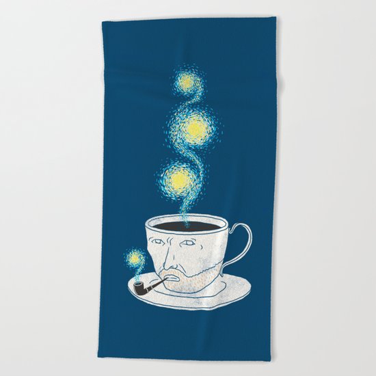 Starry starry coffee Beach Towel