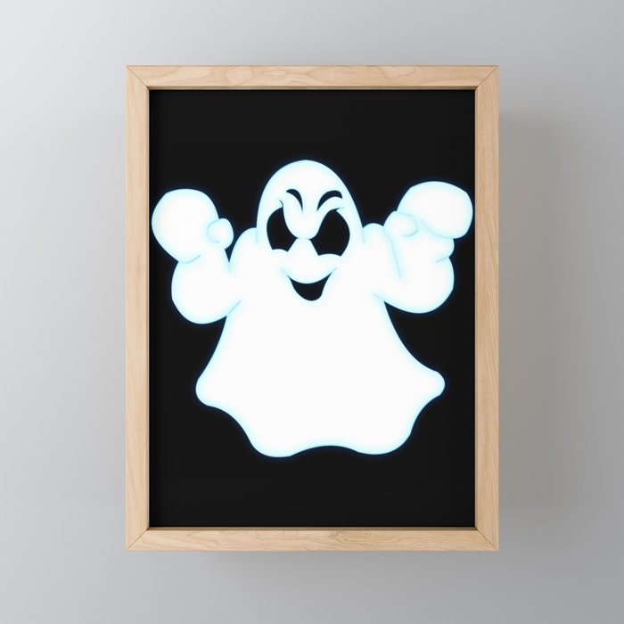 Glowing Halloween Ghost Framed Mini Art Print