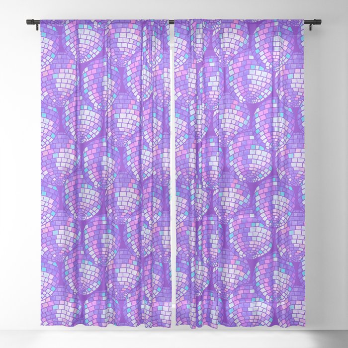 Purple Disco Party Sheer Curtain