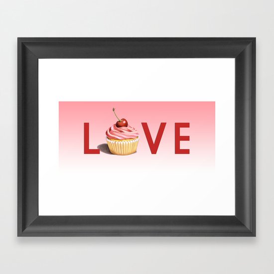 Perfect Pink Cupcake LOVE Framed Art Print