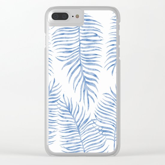 Fern Pattern Blue Clear iPhone Case