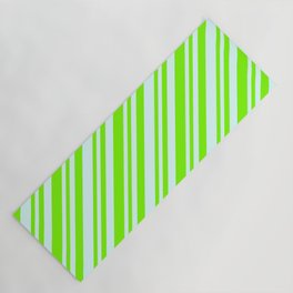 [ Thumbnail: Light Cyan and Green Colored Lined/Striped Pattern Yoga Mat ]