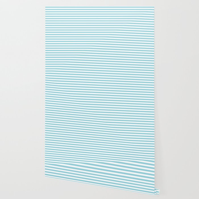 Pale Sky Blue White Horizontal Stripe Wallpaper By Podartist