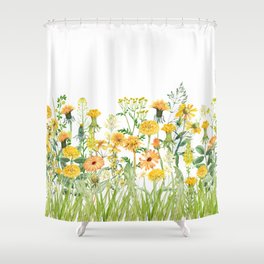 Yellow Scandinavian Wildflowers  Meadow  Shower Curtain
