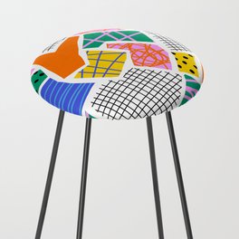 Abstract colorful collage shape print pattern Counter Stool