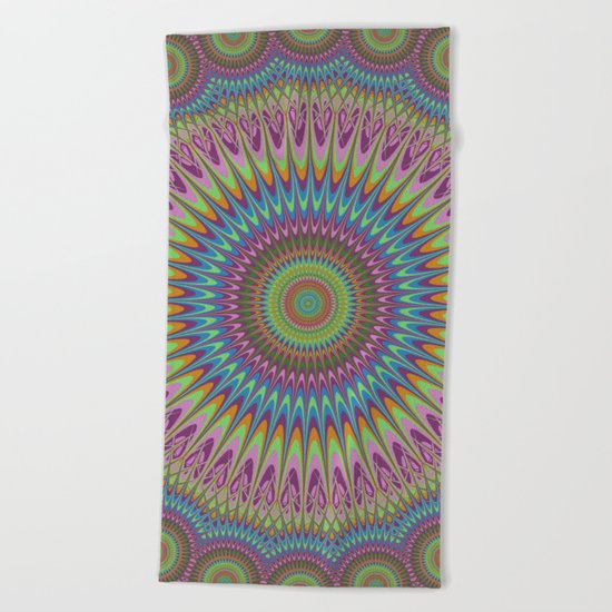 Psychedelic mandala Beach Towel