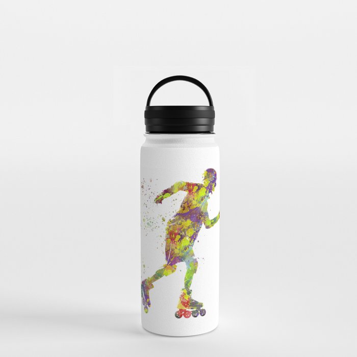 Young skater in watercolor Water Bottle