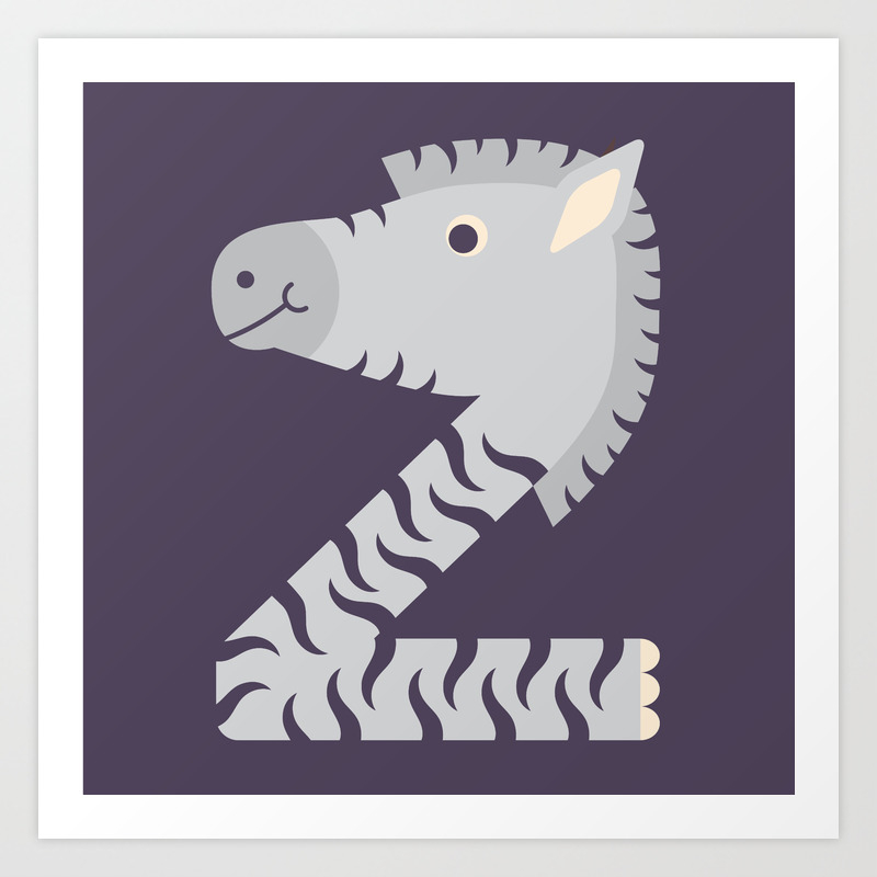 Letter Z Animal Alphabet Zebra Monogram Art Print By Jenmontgomery Society6