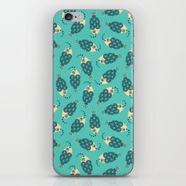 TOSSED SWIMMING FISH in COASTAL BLUE AND CREAM ON TURQUOISE iPhone Skin