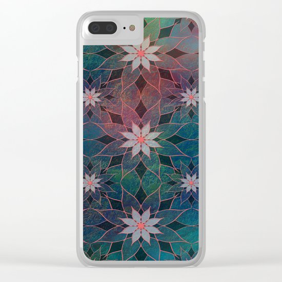 Water Lily Pattern Clear iPhone Case