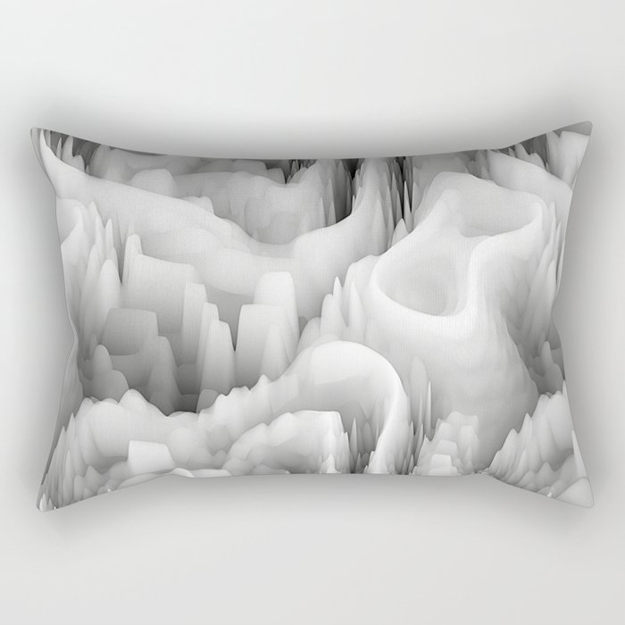 art abstract fractal wave blurred monochrome background in black, grey and white colors; seamless pattern; 3d effect Rectangular Pillow