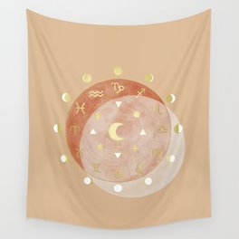 Zodiac Wheel Moon Wall Tapestry