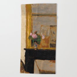 Vase of Flowers on a Mantelpiece, 1900 by Edouard Vuillard Beach Towel
