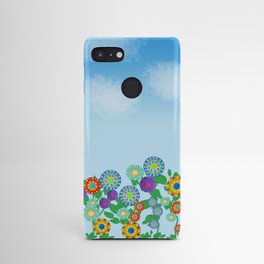 Bright Circular Flowers and Blue Sky Android Case