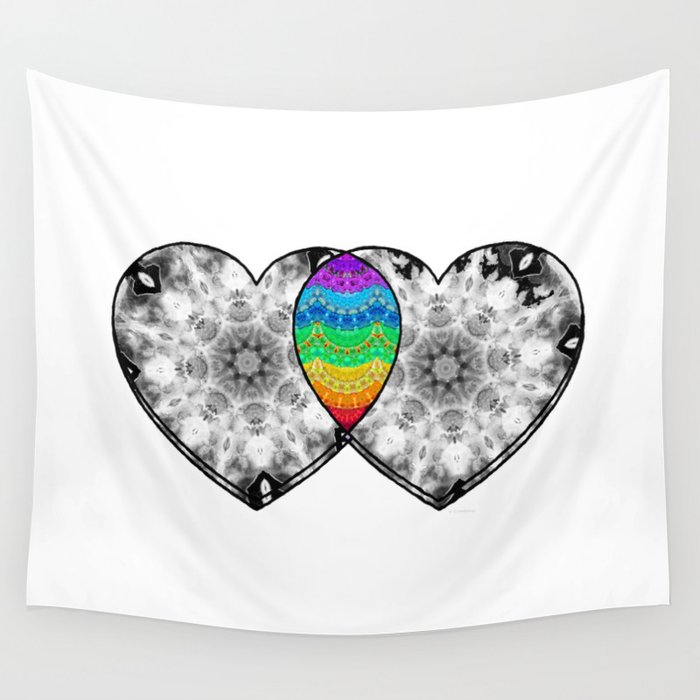 You Color My World - Colorful Love Heart Art Wall Tapestry