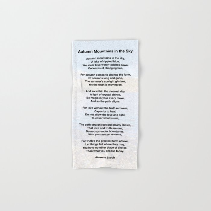 Autumn Mountains in the Sky Poem Hand & Bath Towel