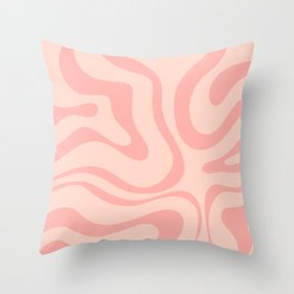 Soft Blush Pink Liquid Swirl Modern Abstract Pattern Throw Pillow