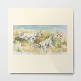 ENGLISH SETTERS in the field Hunting scene Metal Print