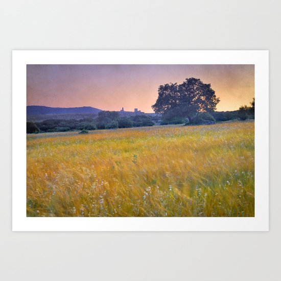 Windy sunset at the medieval castle Art Print