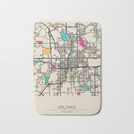 Colorful City Maps: Orlando, Florida Bath Mat | Landscape, Florida, Floridian, Housewarming, Floridan, Road, Urban, Map, Downtown, Travel 