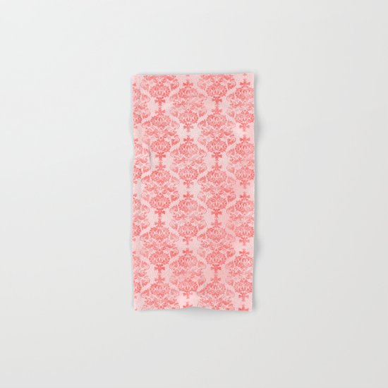 Vintage Retro Damask Watercolor Pattern Pastel Pink Hand & Bath Towel