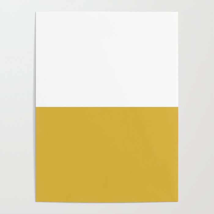 Mustard Yellow and White Minimalist Color Block Solid Half and Half